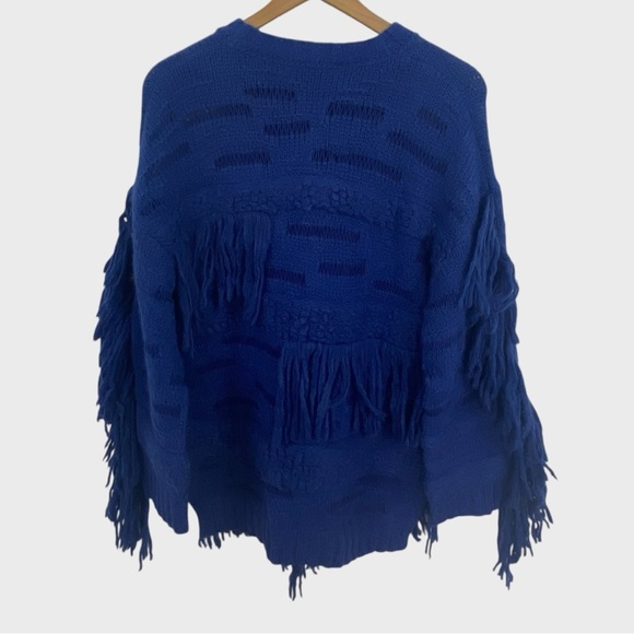 Stella McCartney NWT Blue Cozy Alpaca Blend Fringe Oversized Chunky Sweater - Picture 7 of 14
